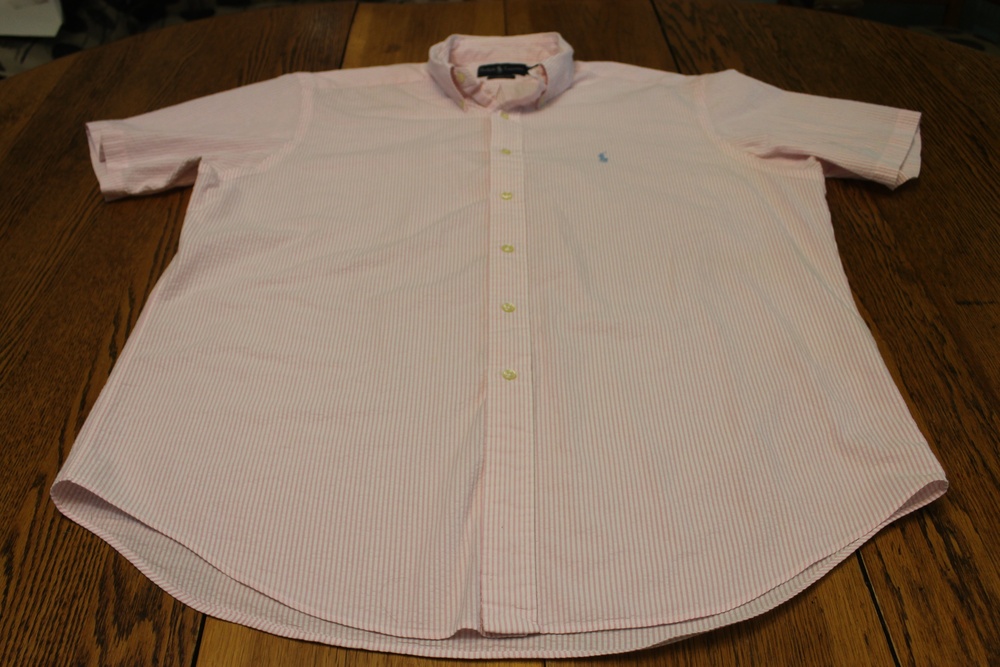 Ralph Lauren Shirt Mens XL Classic Fit Short Sleeve Button Striped Dress Shirt